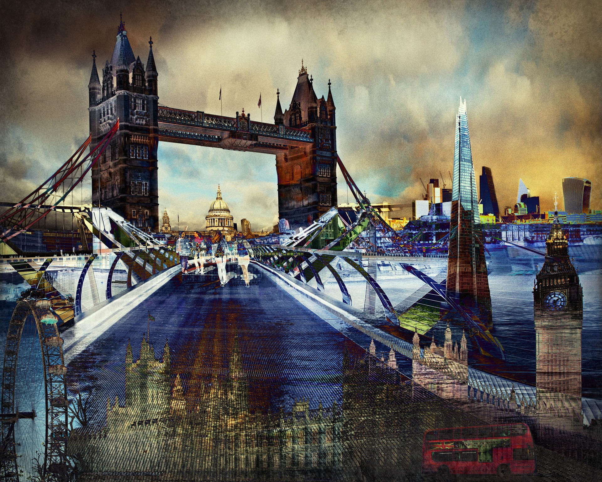 Iconic London photomontage cityscape